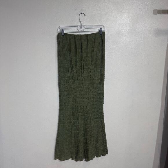 Topshop Green Textured Convertible Maxi Skirt Sz 8 - Picture 10 of 13